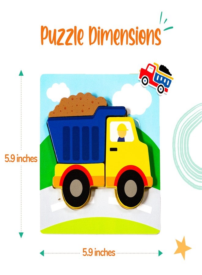 Klevly 6 PK Construction Wooden Toddler Puzzles Ages 2-4 | Wooden Puzzles for Toddlers 1-3 | Montessori Toys for 2 Year Old | Learning for 2+ Year Olds - Image 5